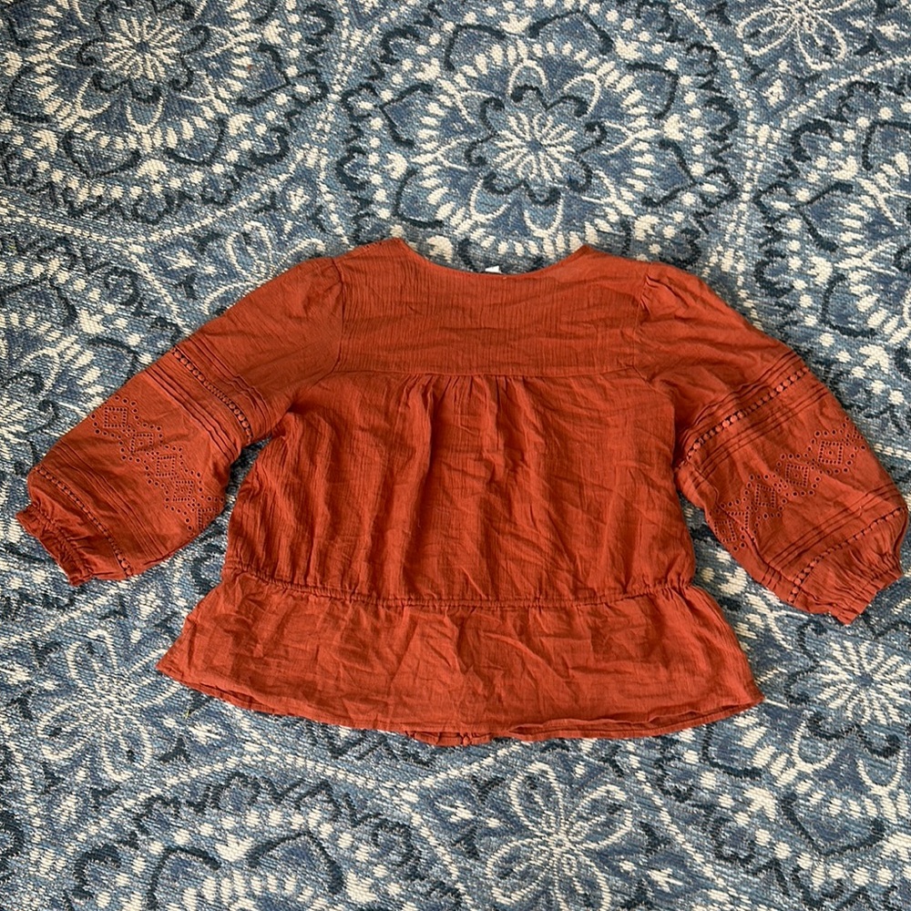 Cato Brown Blouse with Puff Sleeves and Relaxed Fit - Picture 3 of 3